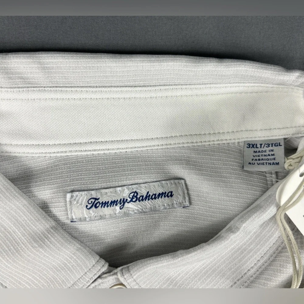 Tommy Bahama Golf Shirt Polo Paradise Cove Striped 3XLT Gray Polyester - Picture 5 of 8